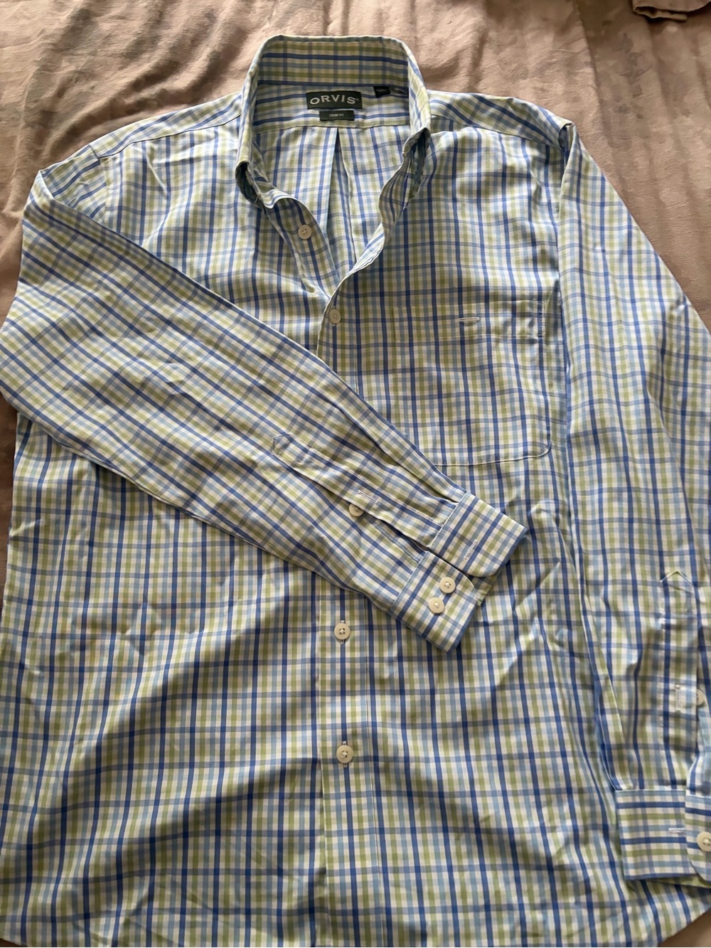 Orvis Plaid Button-Down Shirt in Blue and Green
